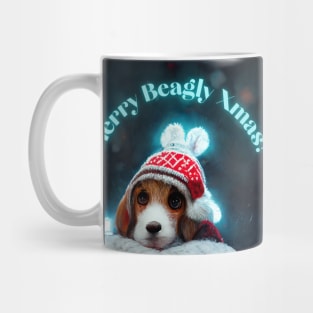 Christmas Cute Beagle in Xmas Hat Mug